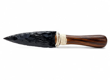 Black Obsidian Arrowhead Dagger - Hand-Carved Volcanic Glass Ritual Knife for Protection, Grounding & Energy Healing - Large Decorative Spiritual Crystal Spearhead - Authentic Metaphysical Gift - Unique Spiritual Gift for Crystal Lovers
