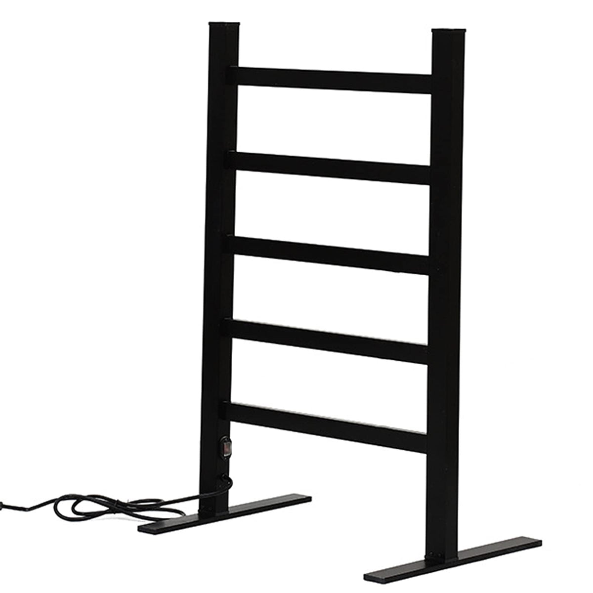 Black Freestanding Towel Warmer, Portable Electric Heated Towel Drying Rack, 5 Square Bar Aluminum Alloy Heated Towel Rail Radiator for Bathroom, 500X110x800mm