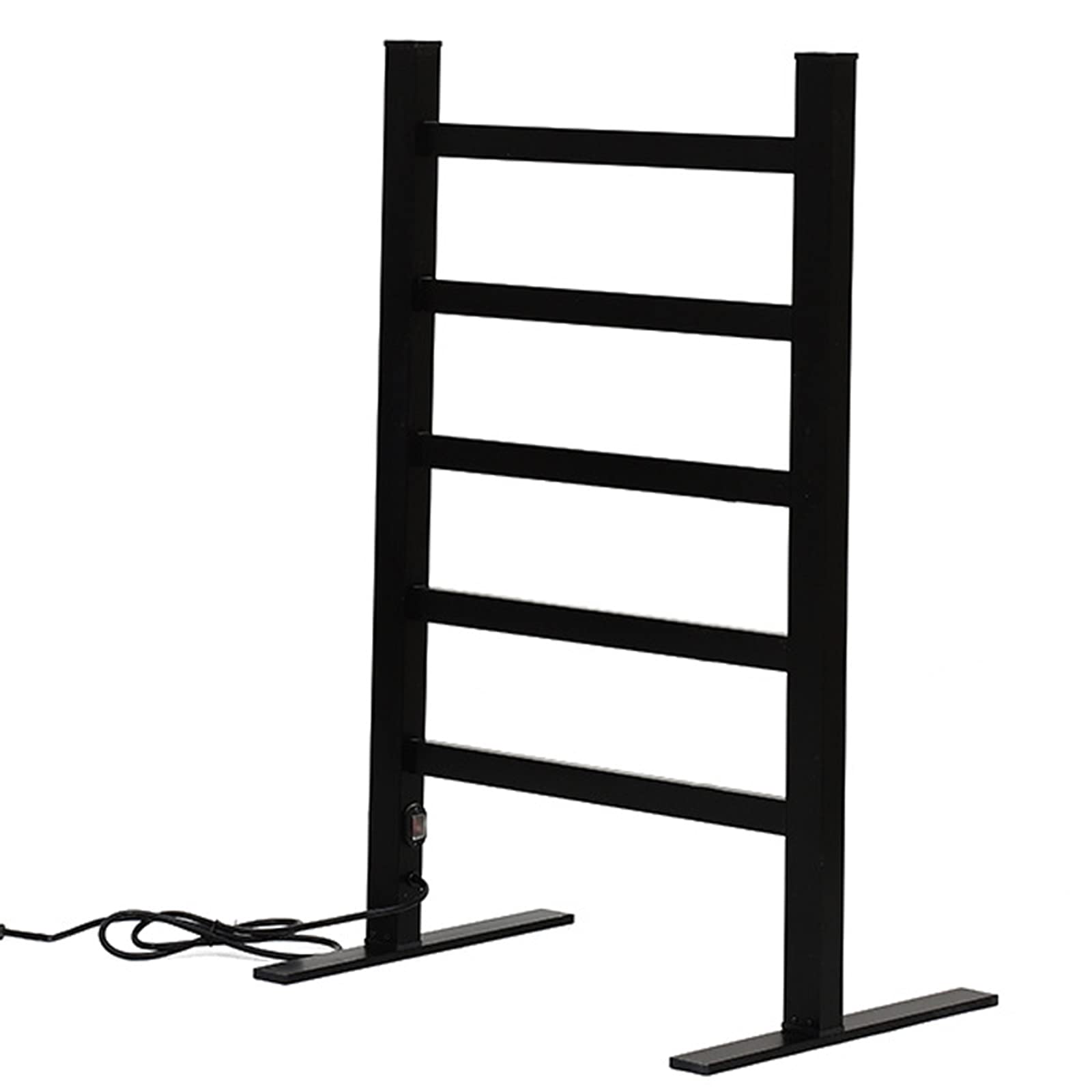 Black Freestanding Towel Warmer, Portable Electric Heated Towel Drying Rack, 5 Square Bar Aluminum Alloy Heated Towel Rail Radiator for Bathroom, 500X110x800mm