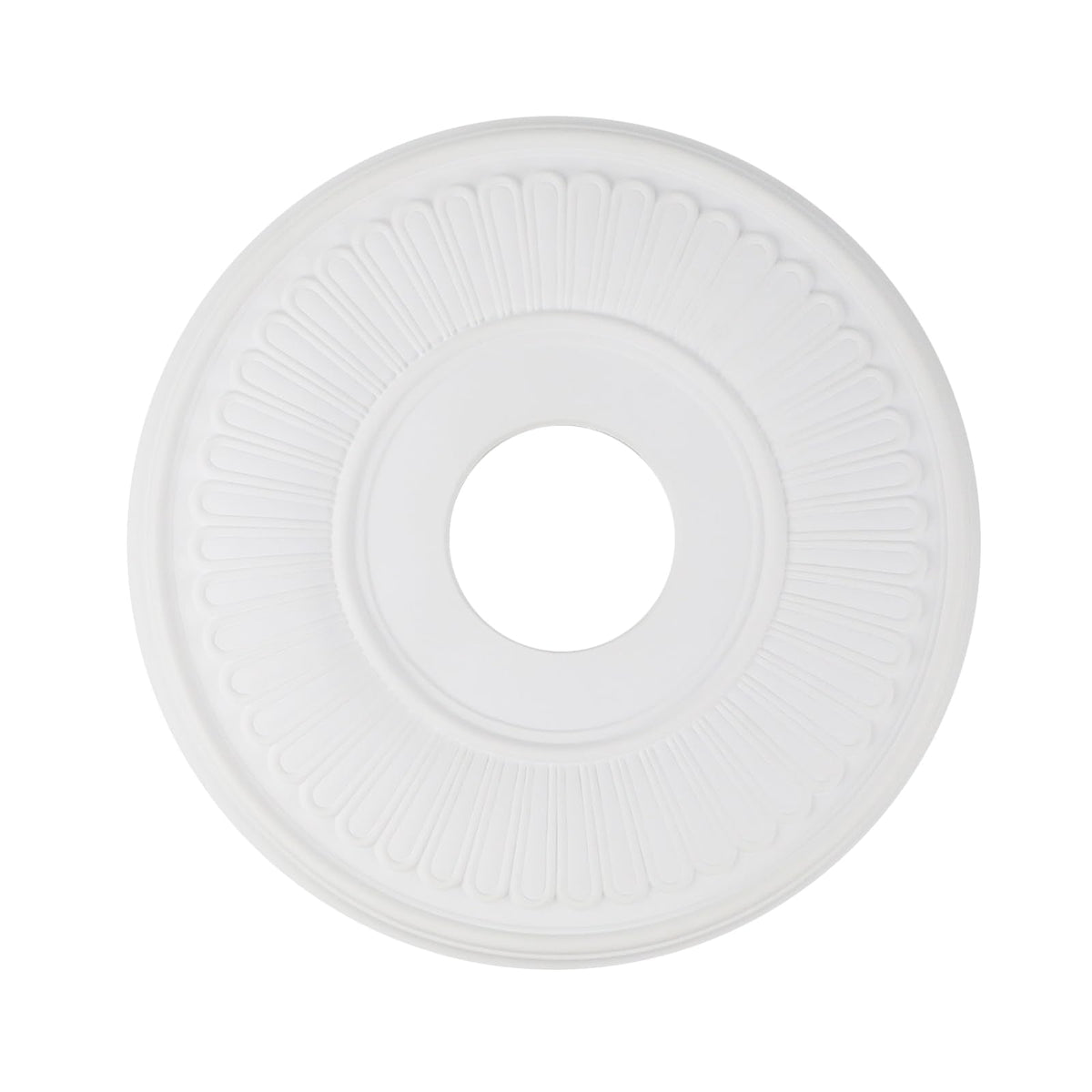 MY MIRONEY White PU Ceiling Medallion Decorative Ceiling Fan Medallion Home Lighting Ceiling Cover Plate, 13 1/5" OD x 3 3/7" ID