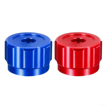 2 Pack Round Wheel Handle, Aluminum Alloy Refrigeration Gauge Handle, HVAC Control Valve Knobs for Air Conditioner, with Square Mount Port 6.6mm