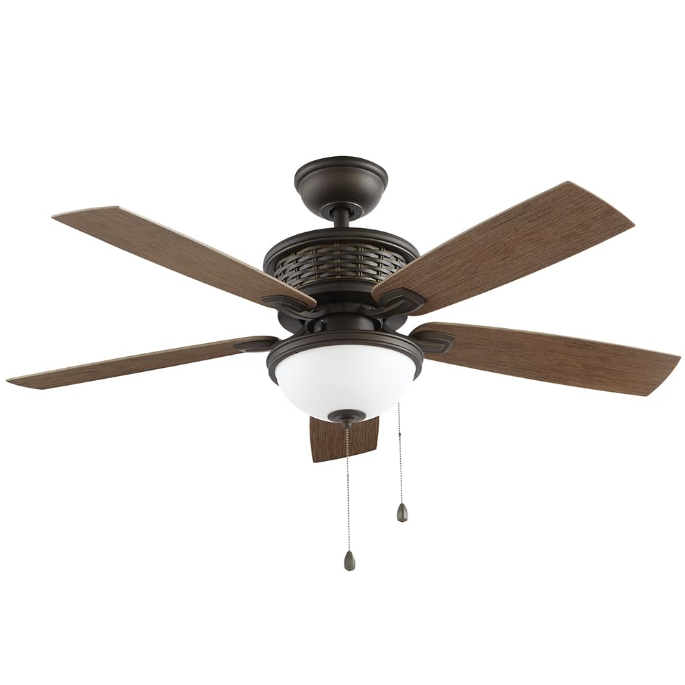 48-Inch Indoor Outdoor Ceiling Fans with Lights, Pull Chain Control, Oil Rubbed Bronze Finish, Wicker Housing Design, ABS Blades, UL Damp Rated (99900)