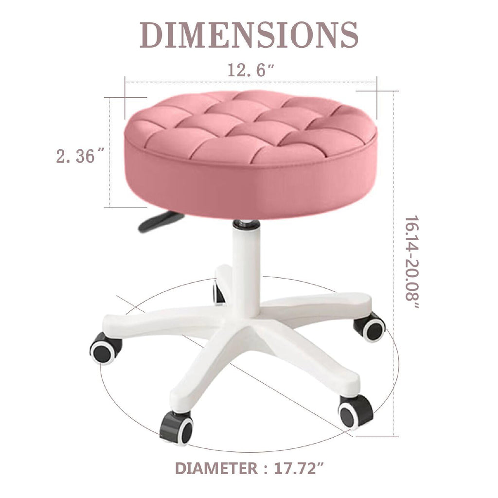 Hdhnba Small Chair Round Rolling Stool with Wheels Pu Leather Height Adjustable Swivel Drafting Work Spa Salon Stools Home Office Chair
