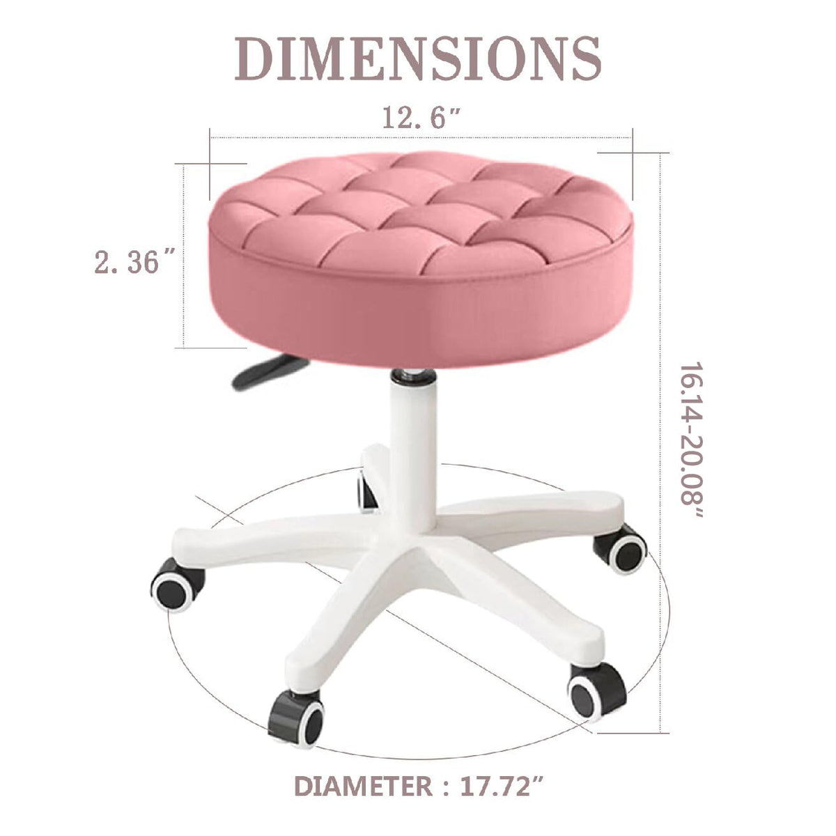 Hdhnba Small Chair Round Rolling Stool with Wheels Pu Leather Height Adjustable Swivel Drafting Work Spa Salon Stools Home Office Chair
