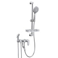 Bathroom Shower System Chrome, Wall Mounted Shower Set Brass with Shower Head Bath Tap, Adjustable Height Shower Mixer Set for Hotel Gym