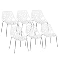 Bonnlo Modern Stackable Dining Chair 6 Pack, Stacking Outdoor Chairs, White, 6P