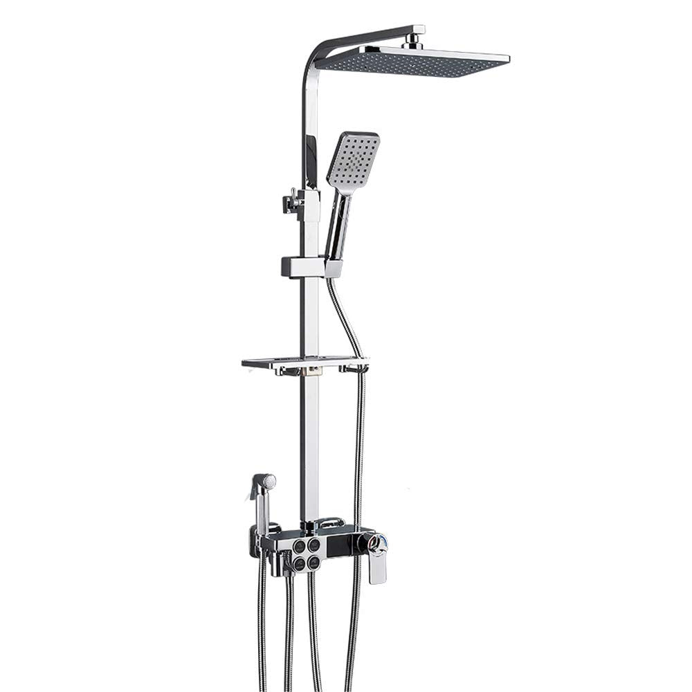 Shower System Set with Hand Sprayer and Tub Spout, 4 Functions Chrome Rainfall Shower Head Bathroom Shower Faucet Fixture Wall Mount