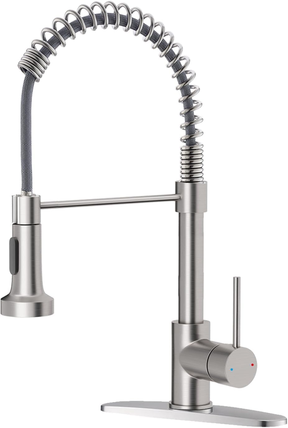Kitchen Faucets, Brushed Nickel Kitchen Sink Faucet with Pull Down Sprayer Single Handle with Deck Plate Stainless Steel, Suitable for Farmhouse Camper Laundry Rv Bar - OWOFAN 9009SN