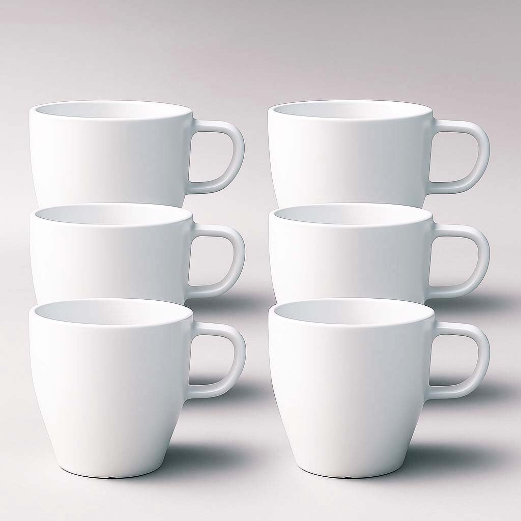 6-Pack 10oz Unbreakable Coffee Mugs, Microwave Safe Premium Drinkware (Up to 320?), Lightweight Shatterproof White Cups for Keurig, Kids, RV & Camping, BPA-Free (White)