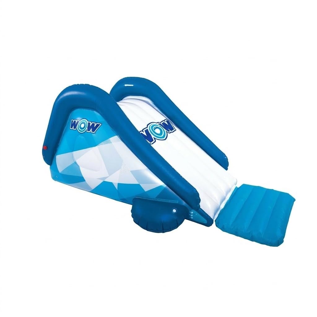 Wow Sports Cascade Inflatable Pool Slide - Blow Up Waterslide - Built-in Water Sprinkler - for Kids & Adults