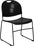 Flash Furniture Hercules Series 880 Lb. Capacity Black Ultra-compact Stack Chair with Black Powder Coated Frame, Set of 1, Black Plastic/black