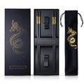 Youda Golden Dragon Chopsticks Set-Premium Alloy Metal Reusable Chopsticks with Holder & Gift Bag, Traditional Chinese & Japanese Style Design, Dishwasher Safe, Elegant Gift Box (2 Pairs)