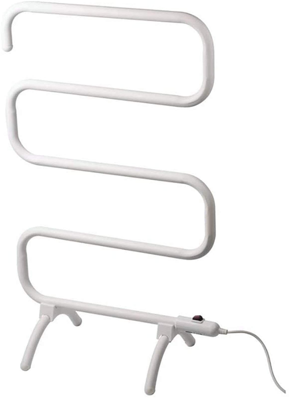 Heated Towel Rail Rails Towel Warmer, Home Bathroom 100W Electric 5Bar Towel Drying Rack, Standing Electric Heated Towel Warmer Laundry Drying Rack (Color : White)