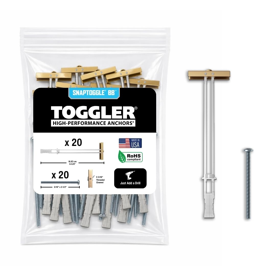 TOGGLER SNAPTOGGLE Drywall Anchor with Included Bolts for 1/4-20 Fastener Size; Holds up to 265 pounds Each in 1/2-in Drywall by TOGGLER (20 Pack)