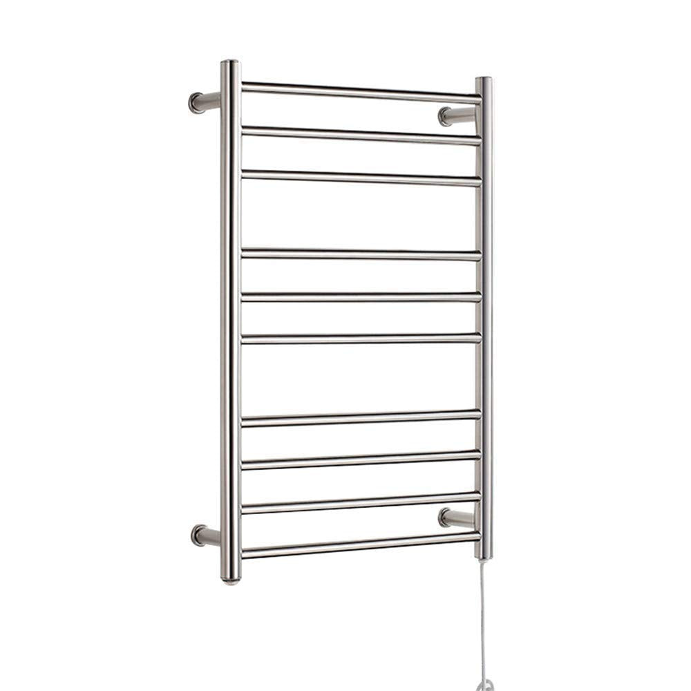 Electric Heated Towel Rack 304 Stainless Steel Heated Towel Radiator Wall-Mounted Electric Towel Warmer with 10 Bars for Bathroom Plug in (Hard Wire) ()