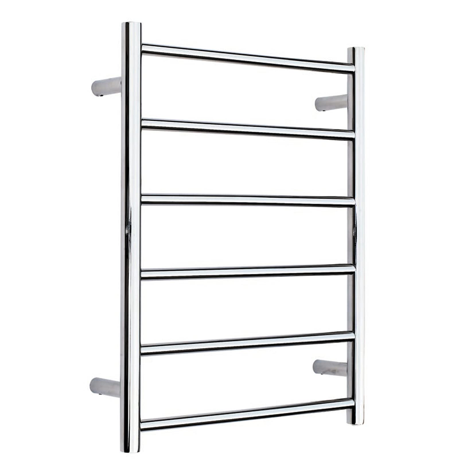 Electric Straight Heated Towel Rack Radiator, Modern 6 Bar Wall Mounted Towel Warmer Drying Rack, 80W 304 Stainless Steel Heated Towel Rail for Bathroom, 720X560x125mm,Black,Plug in (Bright Plug in)