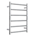 Electric Bathroom Heated Towel Rail Radiator, 304 Stainless Steel Heated Towel Warmer, 80W Wall Mounted Thermostatic Towel Drying Rack with 6 Polished Bars, 720X560x125mm,Plug in (Plug in)