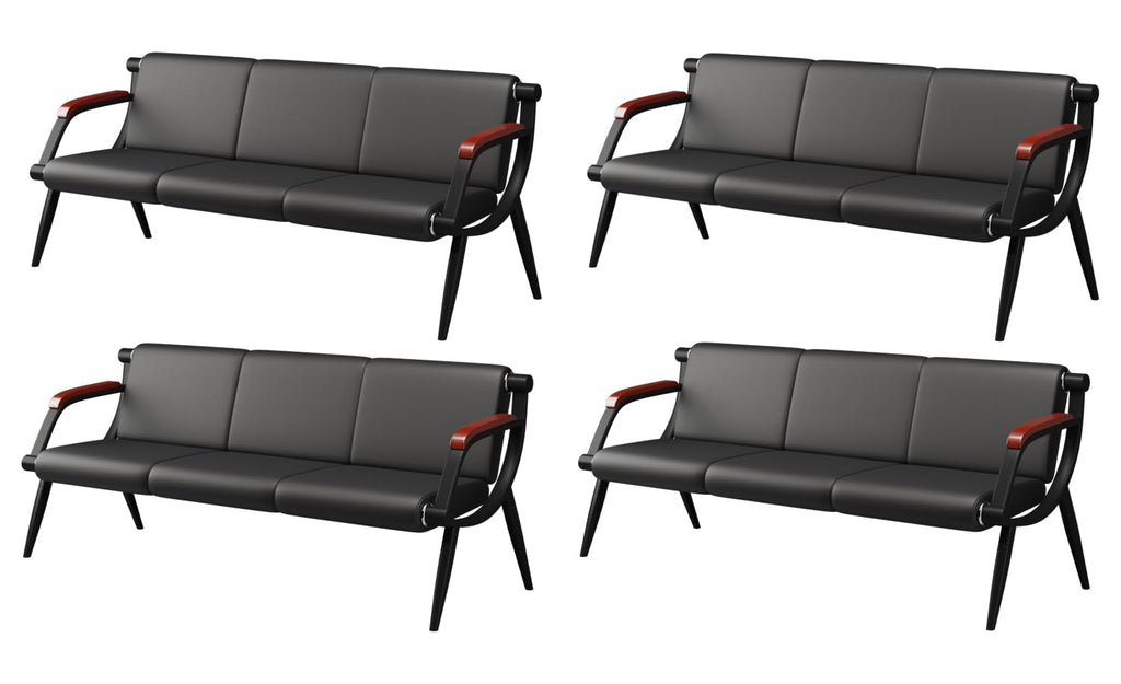 Wonline Waiting Room Bench, Office Furniture Reception Chairs with Arms, Leather Chairs Is Suitable for