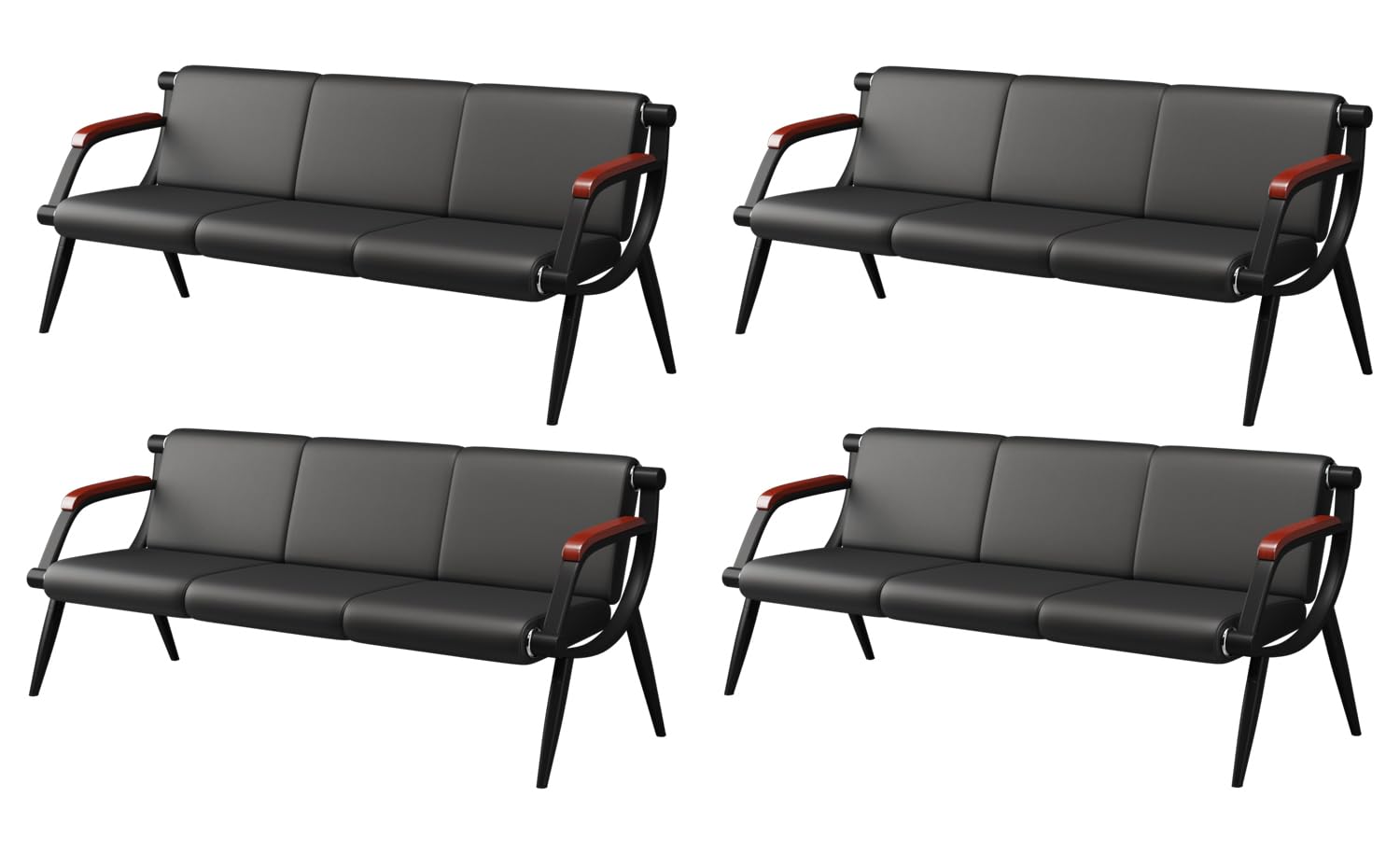 Wonline Waiting Room Bench, Office Furniture Reception Chairs with Arms, Leather Chairs Is Suitable for
