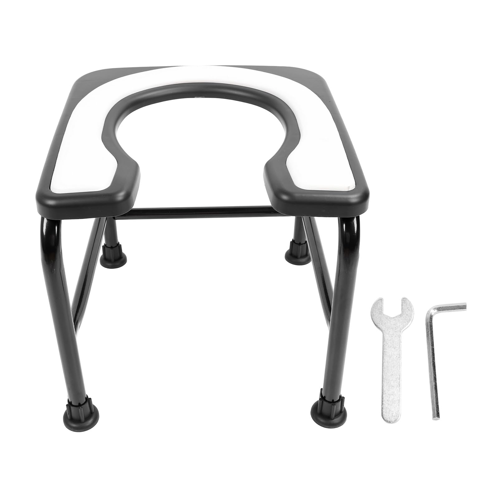 Portable Commode Chair with Improved Design and Sitz Stool Made of Plastic and Stainless Steel for Bath Elderly Pregnant Women Toilet Use (Gray)(Black)