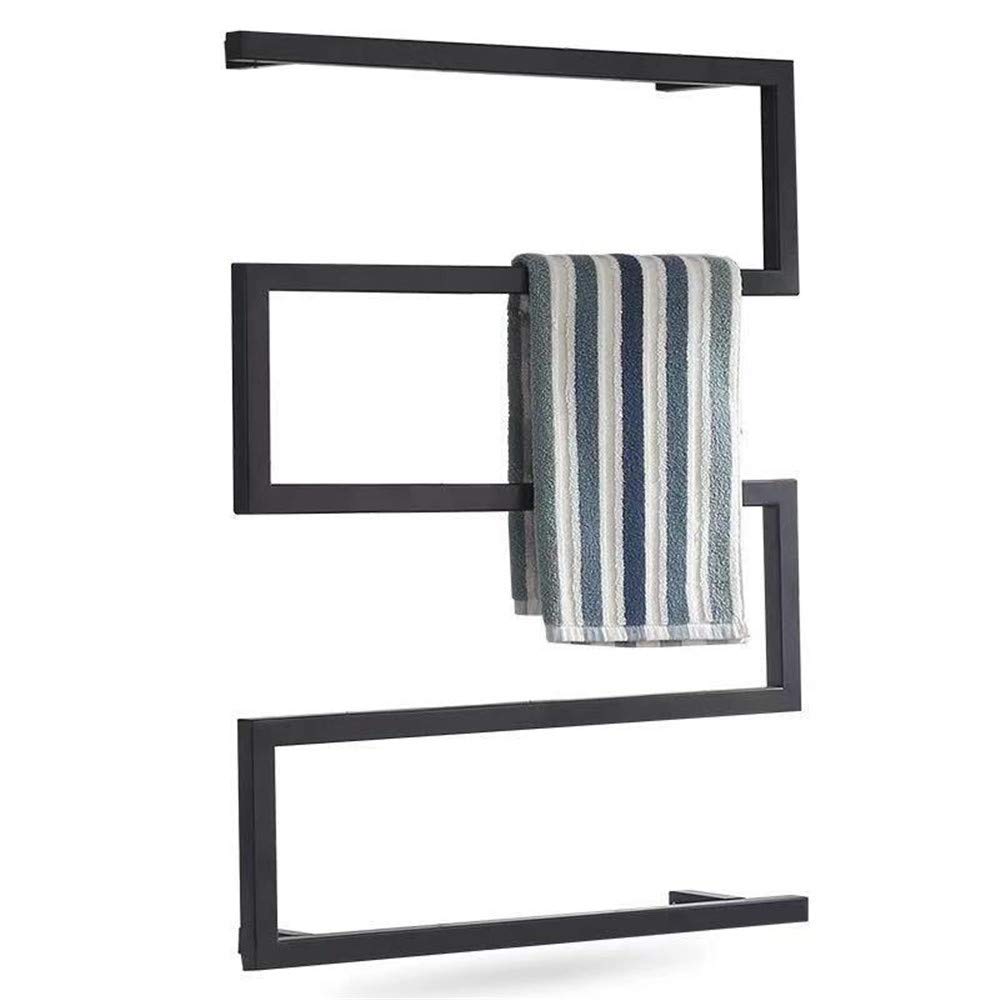 LUNEZY Electric Heated Towel Rack, Towel Warmer Wall-Mounted Square Stainless Steel Towel Drying Rack Home Bathroom Accessories
