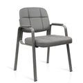 Clatina Leather Office Guest Chair, Reception Chair No Wheels with Armrests and Lumber Support, Stationary Desk Armchair for Meeting Waiting