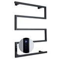 Electric Heated Towel Rack Radiator, Wall Mounted Electric Towel Warmer for Bathroom with Built-in Timer and LED Indicator, 304 Stainless Steel Heated Drying Rack, 5 Bars,Bright,Hardwired (Black Plu