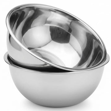 Notana Large Stainless Steel Mixing Bowl 8 Quart - Extra Large Metal Mixing Bowl for Baking, Bread Dough, Salad - Deep Stainless Bowl - Commercial Kitchen Basin - Meal Prep - Stainless Steel- 2 Pack