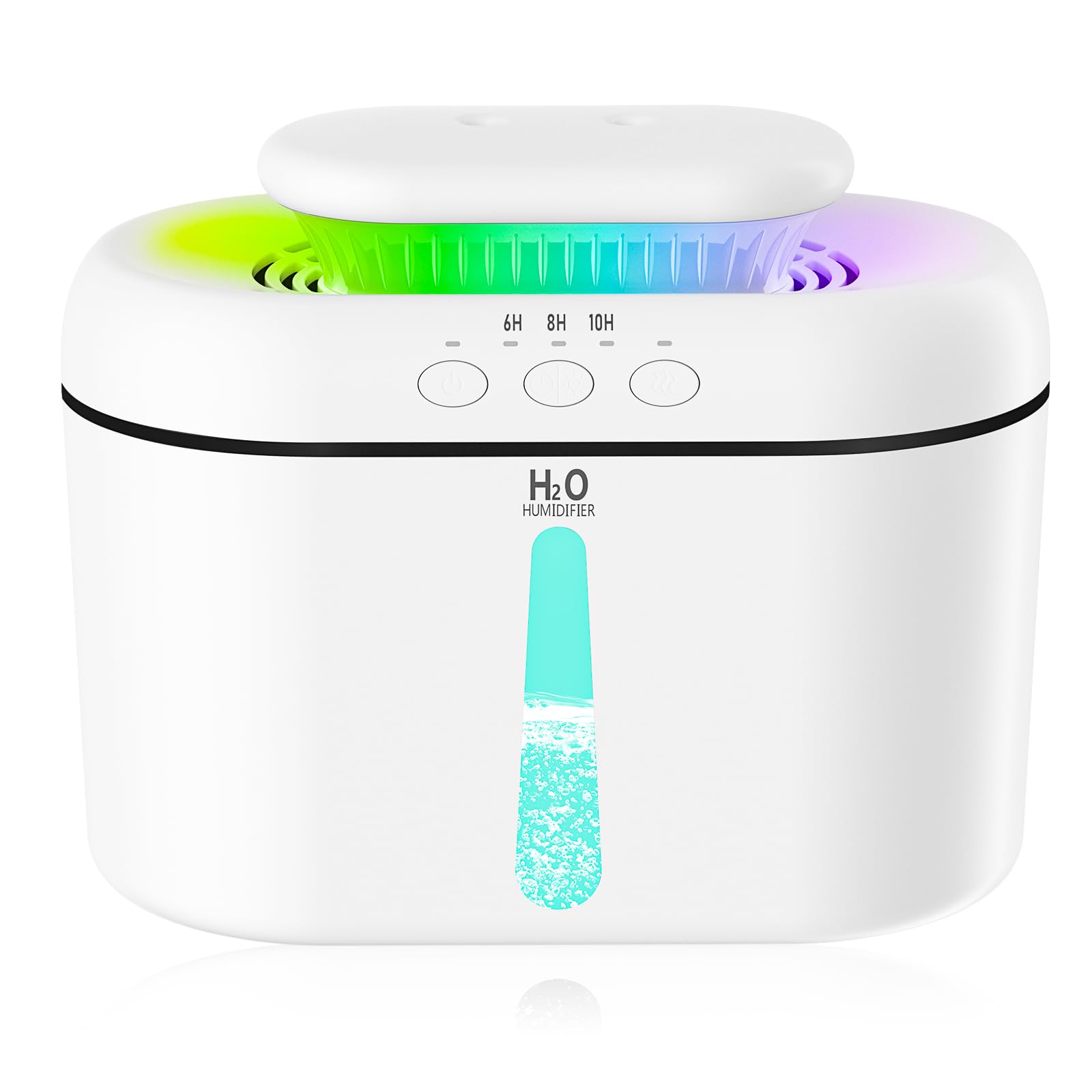 SZO Humidifiers for Bedroom Large Room, 2.5L Dual Nozzle Cool Mist Humidifier for Baby, 16dB Ultra Quiet, Top Fill, Slim Flat Design for Nightstand, Auto Shut-off