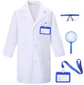 TOGROP 4Pcs Doctor Scientist Lab Costume for Kids Role Play Thick White Coat Birthday Party Gift 3-12 Years