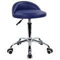 Kktoner Pu Leather Round Rolling Stool with Back Rest Height Adjustable Swivel Drafting Work Spa Task Chair with Wheels (blue)
