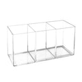 Acrylic Cutlery Organizer, 3-Sectio Clear Plastic Utensil Storage Caddy for Kitchen Countertop, Holds Forks, Knives & Spoons (1 Pcs, 7.1 x 2.6 x 3.5 in)