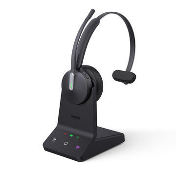 Yealink WH64 Mono DECT & Bluetooth Wireless Headset for Phone PC Mobile | Teams & Zoom Certified, 606ft Range Work Headphone, 3X Noise Canceling Mic, 26H Talk Time, Busylight for Office Call Center