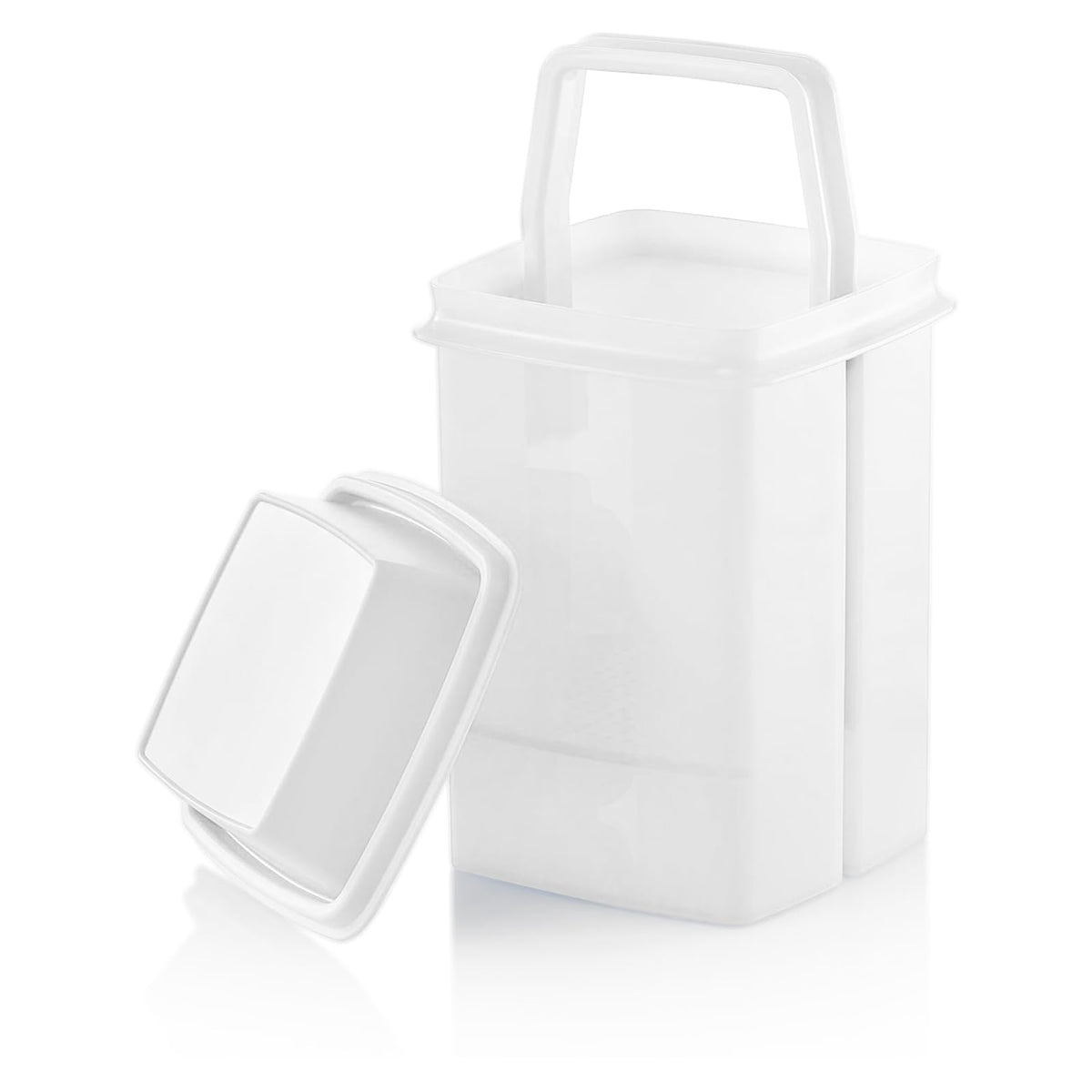Home-X Pickle Container with Strainer - BPA Free Jalapeno Container for Mess-Free Storage of Condiment Food - Pickle Holder with Easy to Open Lid Design (White)
