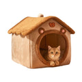 Cat Bed for Indoor Cats, Cozy Cave Bed Cat House Cats Tent with Removable Cushion Pillow, Soft Warm Pet House, Cute Bear Pet Nest for Kitten Small Dogs (Brown, M-18.1x14.57x15.75 Inches)