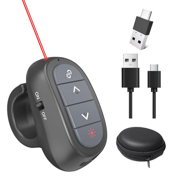 Ring-Style Presentation Clicker, Wireless Presenter Remote with USB Receiver?USB-A/C? | Hyperlink Control, Plug & Play, Carrying Case