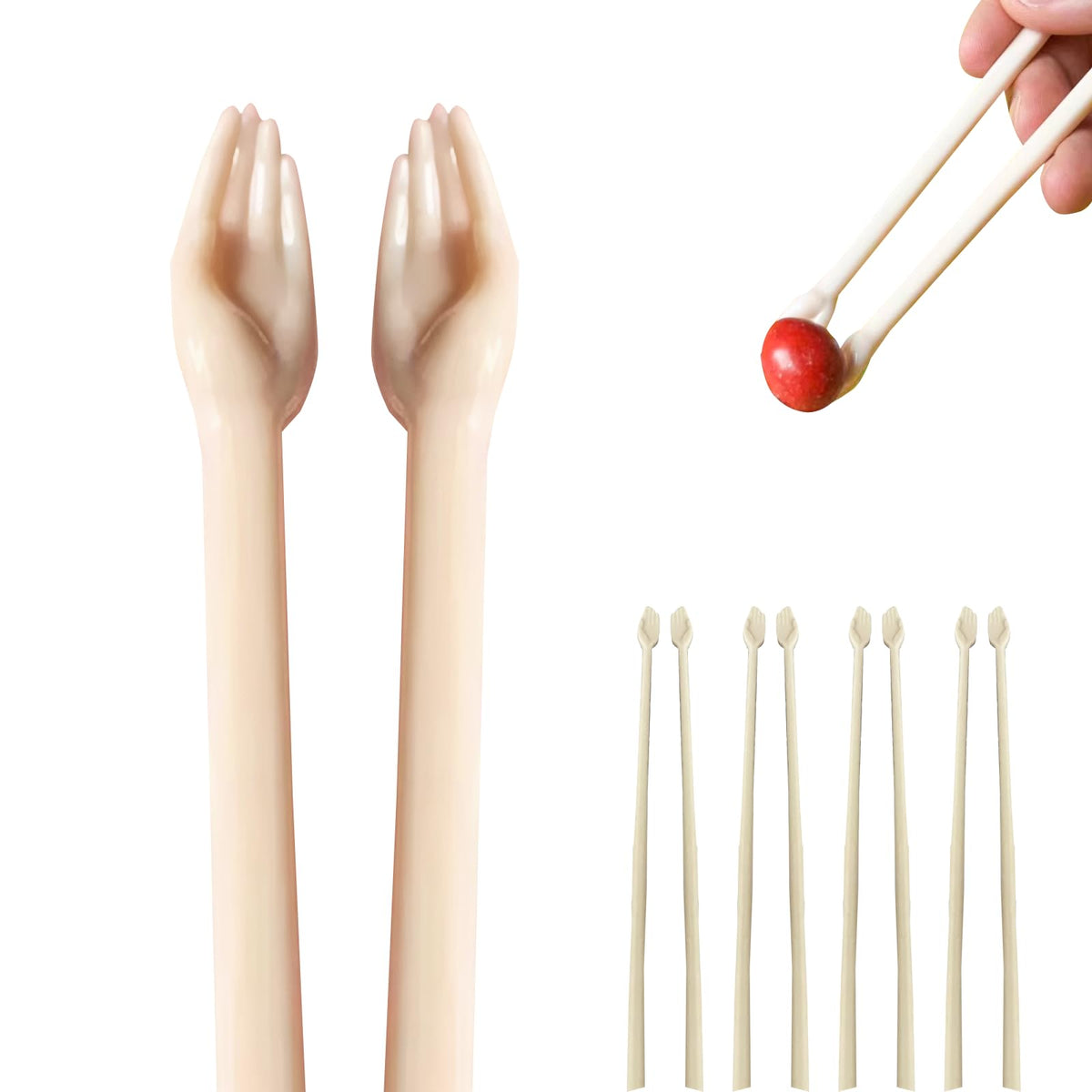 4 Pairs Unique Hand Chopsticks – Funny Cute Chopsticks with Hands at the End, Non-Slip Grip, Reusable, Excellent Gift for Women, Kids, and Adults,Kitchen Accessory
