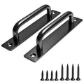 2PCS 5.8 Inches Barn Door Handle, Premium Aluminum Alloy Gate Handle, Sturdy Black Sliding Door Pull Handles for Kitchen, Cabinet, Bathroom, Closet, and Easy Install