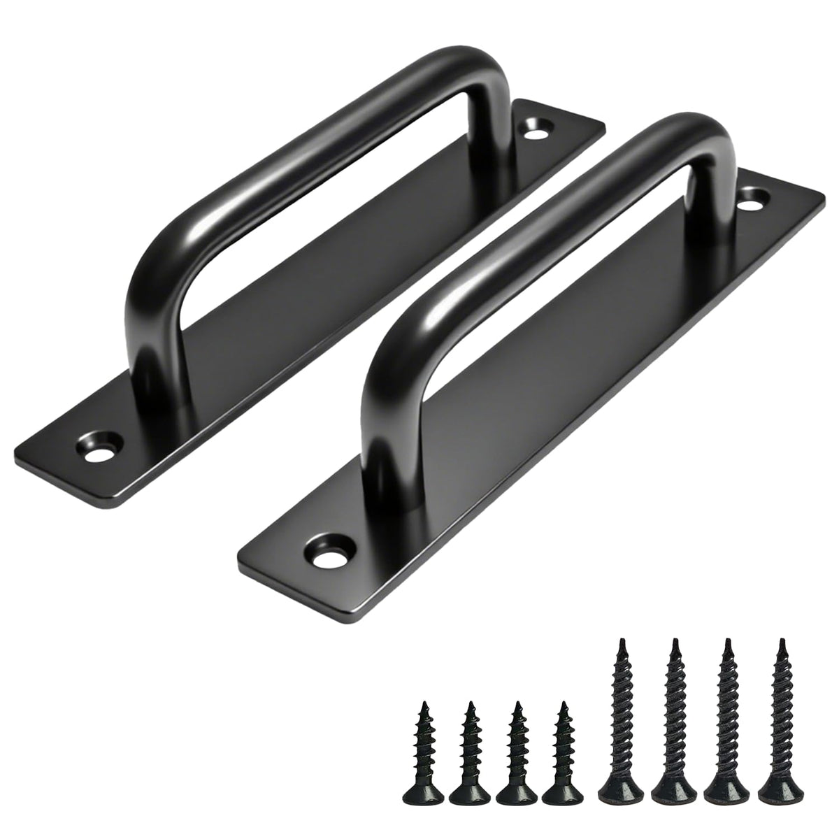 2PCS 5.8 Inches Barn Door Handle, Premium Aluminum Alloy Gate Handle, Sturdy Black Sliding Door Pull Handles for Kitchen, Cabinet, Bathroom, Closet, and Easy Install