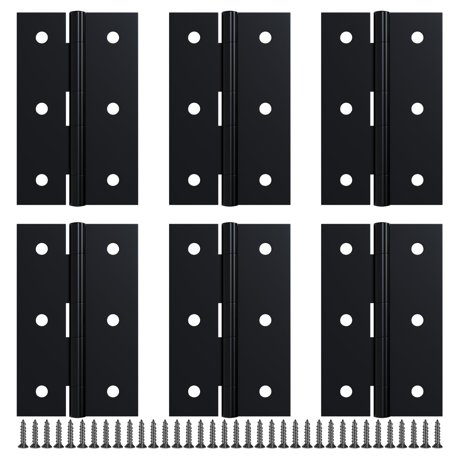 LEIFENY 6 Pack 2.5 inch Black Door Hinges, Small Hinge Hardware for Doors, Cabinets, DIY Projects (Screws Included)