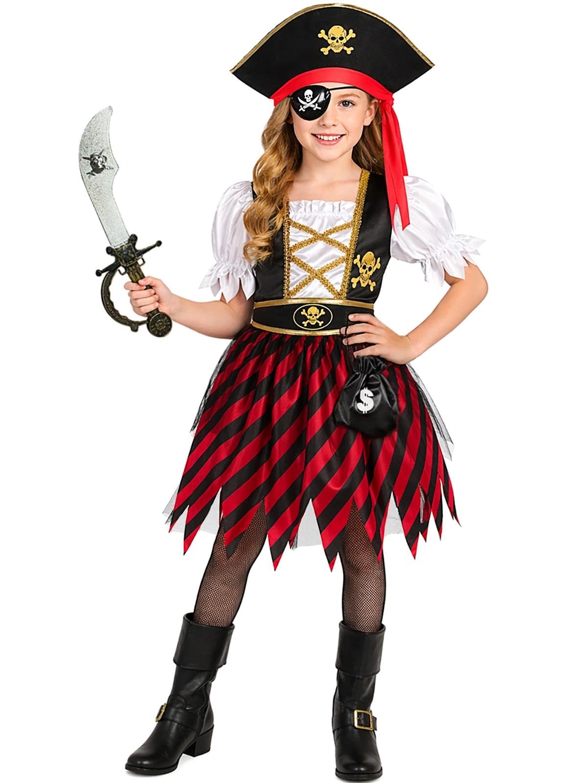 Pirate Costume Girls Kids Halloween Party Dress Up