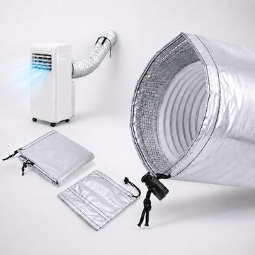 Portable AC Hose Insulation Sleeve, Upgraded 3-Layer Hose Cover Wrap | Adjustable Length with Drawstrings for 5" and 5.9" Diameter Exhaust Hose