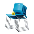 Crazymon Stackable Chairs Set of 4 for Break Waiting Room Conference Church, Blue