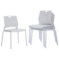 Sidanli Stackable Chairs Set of 4, Waiting Area & Breakroom Chairs in White with Back