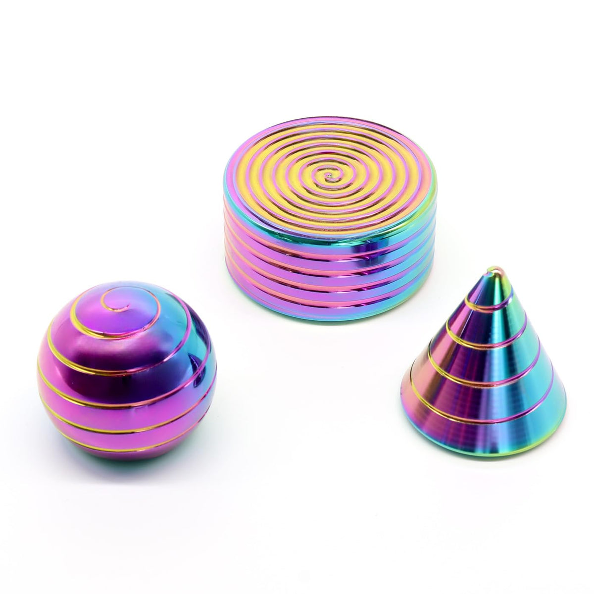 Kinetic Spinning Desk Toys, Fidgets for Anxiety and Stress for Adult Teen Cool-Stuff, Party Gifts for Christmas & Halloween (Circular/Cylindrical/Conical)