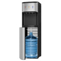 Tehanld Bottom Loading Water Cooler Dispenser for 3 or 5 Gallon Bottles, Stainless Steel Water Dispenser with Hot, Room & Cold Water, Child Safety Lock, Metallic Silver