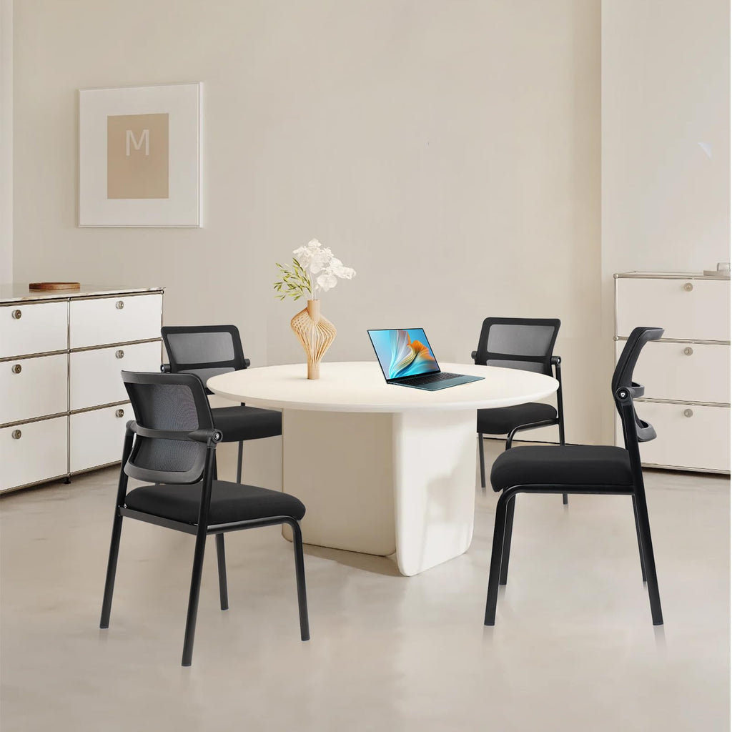 Clatina Stacking Armless Office Waiting Room Chair with Adjustable Backrest, Stackable Mesh Guest Reception Desk Chairs with Ergonomic Lumbar
