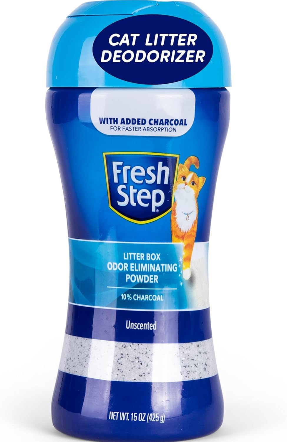 Fresh Step Litter Box Charcoal Odor Eliminator Powder, Cat Litter Deodorizer Additive with Activated Charcoal to Absorb and Control Strong Cat Litter Box Odors, 15 Oz