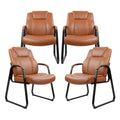 Clatina Big & Tall 500 Lb. Guest Chair, Pu Leather Office Reception Chairs with Sled Base, Desk Chair No Wheels for Waiting Room Conference