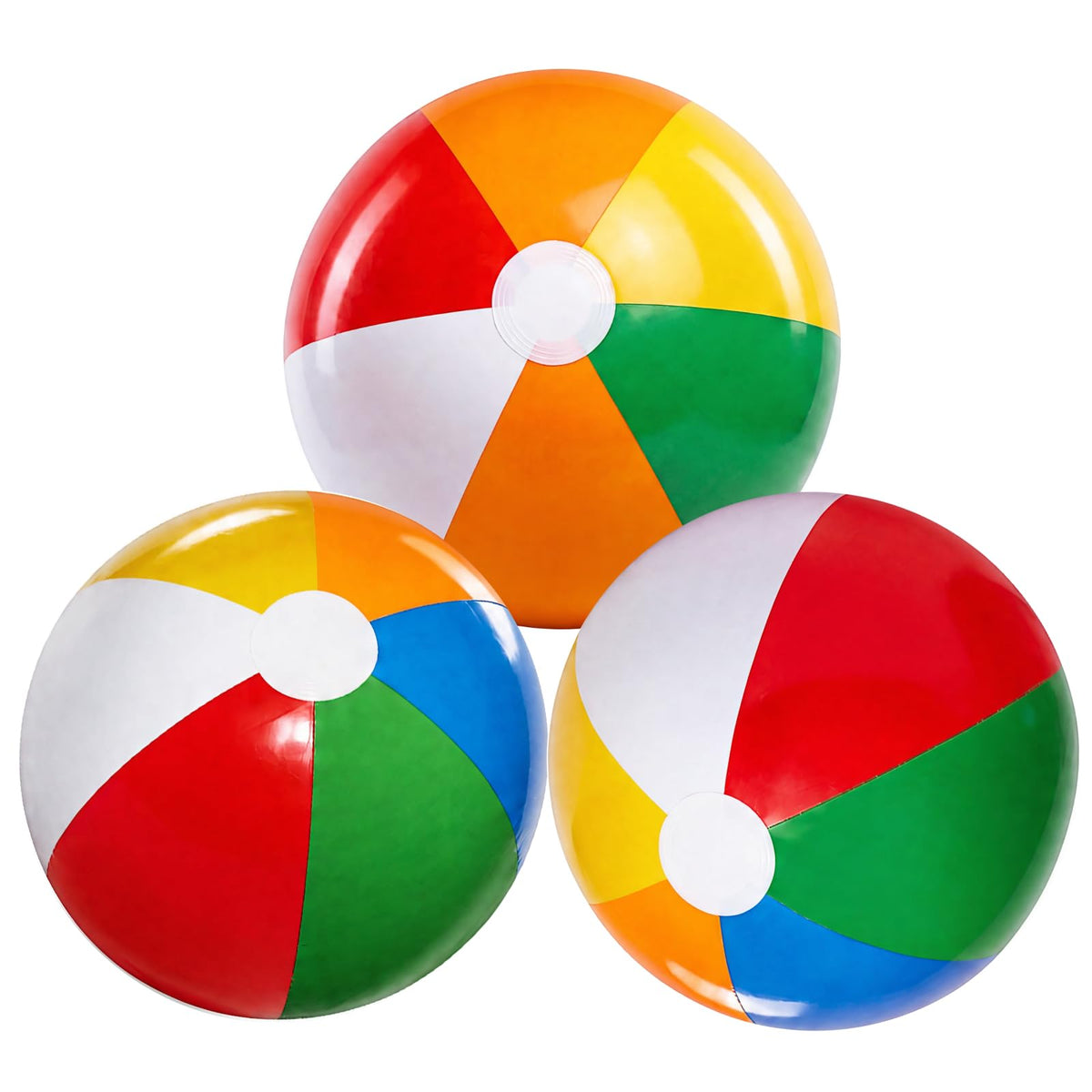 16 Inch Beach Balls Bulk 3 Pack, Large Inflatable Rainbow Pool Balls for Summer Water Games, Hawaiian Tropical Party Decorations, Outdoor Swimming Toys for Toddlers Kids Ages 3+